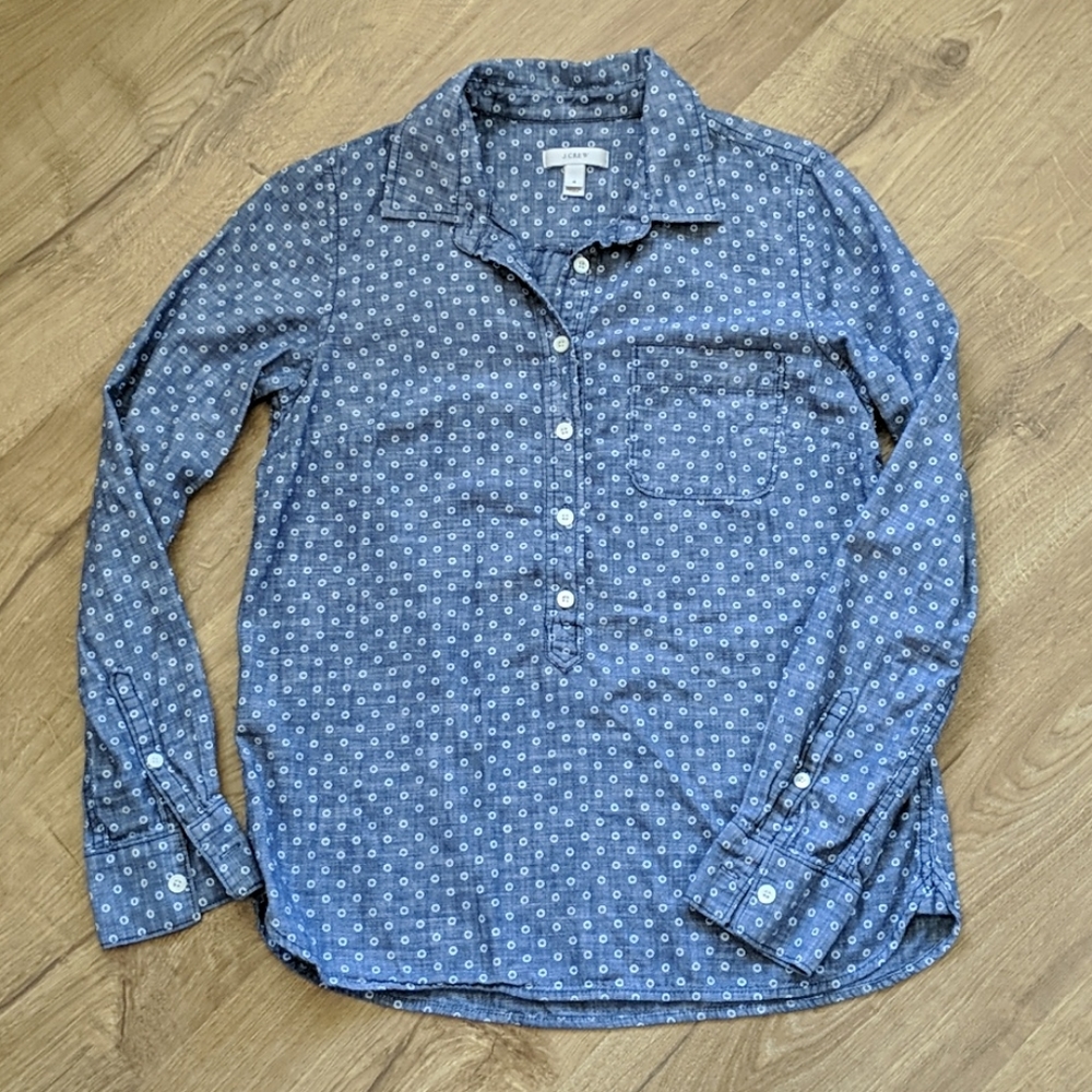 JCrew polka dot chambray shirt